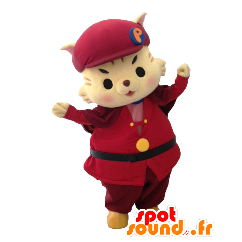 Purirukun mascotte, gatto detective vestito di rosso - MASFR27098 - Yuru-Chara mascotte giapponese