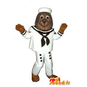 Lion mascot dressed as a sailor. Sailor Suit - MASFR007002 - Mascots seal