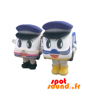 Mascottes de Pinpon et Panpon, 2 bus géants avec une casquette - MASFR27106 - Mascottes Yuru-Chara Japonaises