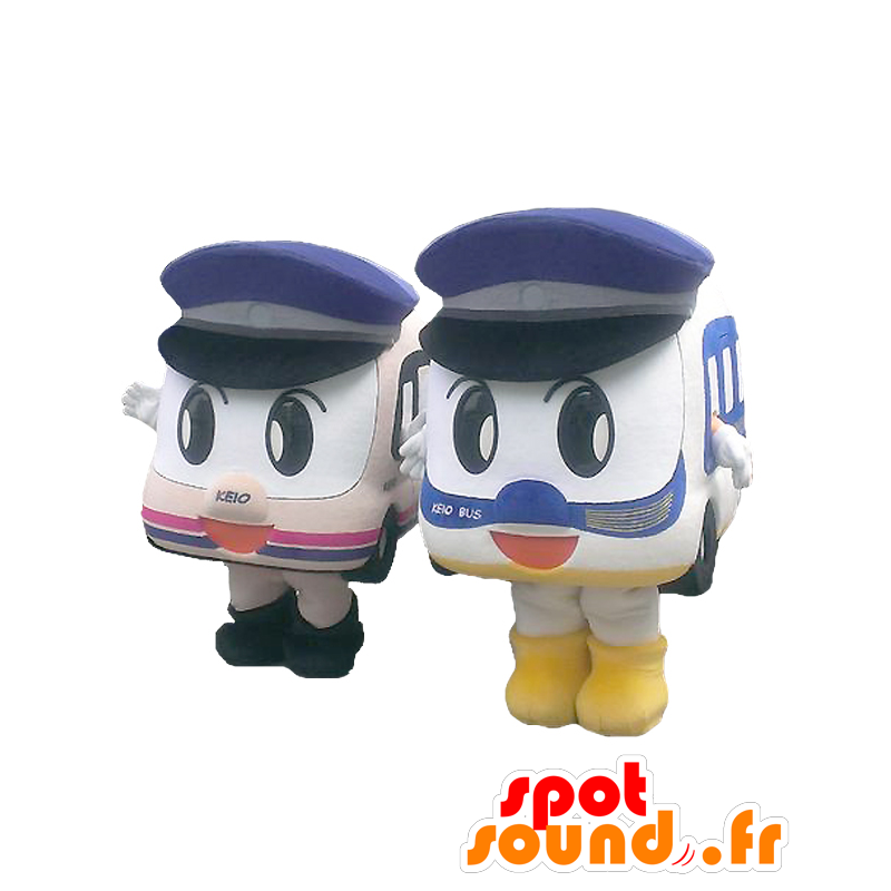 Maskoter Pinpon og Panpon, to gigantiske buss med en cap - MASFR27106 - Yuru-Chara japanske Mascots