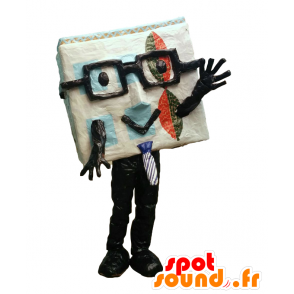 Mascotte Asahi, square man with glasses and tie - MASFR27110 - Yuru-Chara Japanese mascots