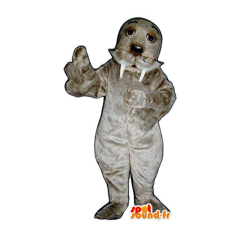 Walrus mascot gray, soft and hairy - MASFR007003 - Mascots seal