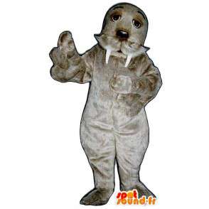 Mascot grå hvalross, søte og hårete - MASFR007003 - Maskoter Seal