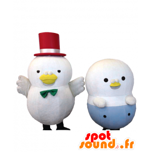 Mascotte Hatotchi e Hatosan, due uccelli bianchi molto divertente - MASFR27112 - Yuru-Chara mascotte giapponese
