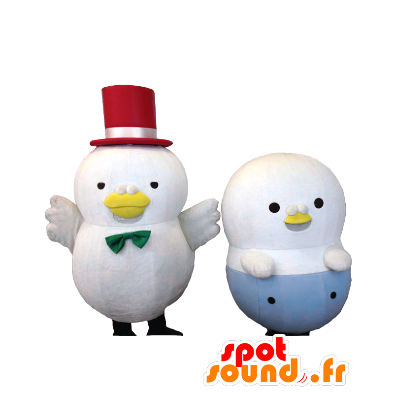 Mascot Hatotchi y Hatosan, dos pájaros blancos muy gracioso - MASFR27112 - Yuru-Chara mascotas japonesas