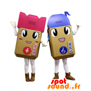 Mascottes Born en Borca, 2 kleurrijke muziek spreker - MASFR27115 - Yuru-Chara Japanse Mascottes
