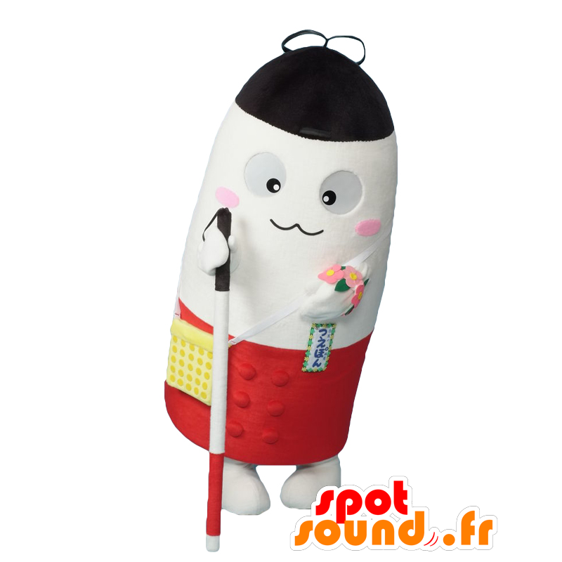 Mascot Tsuepon, jättiläinen valkoinen sokean keppi - MASFR27116 - Mascottes Yuru-Chara Japonaises