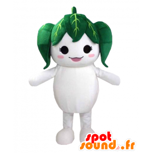 Homem branco Mascot Yururin com folhas verdes - MASFR27118 - Yuru-Chara Mascotes japoneses