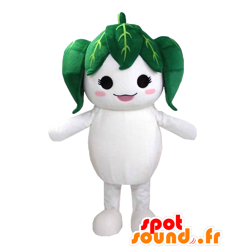 Yururin mascot, white man with green leaves - MASFR27118 - Yuru-Chara Japanese mascots