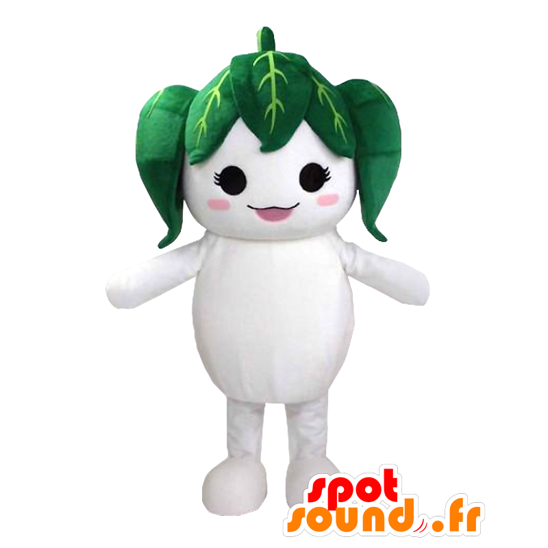 Homem branco Mascot Yururin com folhas verdes - MASFR27118 - Yuru-Chara Mascotes japoneses