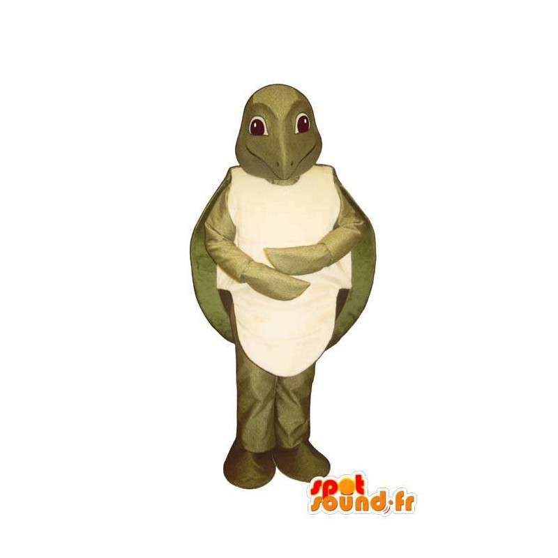 Grøn og hvid skildpadde maskot - Spotsound maskot kostume