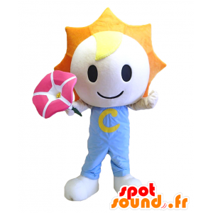 Sun-kun Maskottchen, niedlich Sonne mit einer rosa Blume - MASFR27123 - Yuru-Chara japanischen Maskottchen