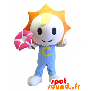 Sun-kun maskotti, söpö auringonkukka vaaleanpunainen kukka - MASFR27123 - Mascottes Yuru-Chara Japonaises