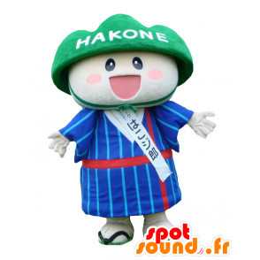 Mascotte Hakojiro sorridente uomo bianco con il casco verde - MASFR27124 - Yuru-Chara mascotte giapponese