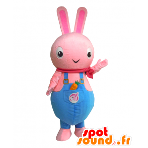 Rabi-kko maskot, rosa kanin med blå overall - Spotsound maskot
