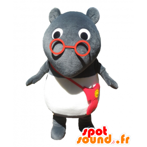 Ben Qi-Maskottchen, graue Maus, Riesenratte mit Brille - MASFR27126 - Yuru-Chara japanischen Maskottchen