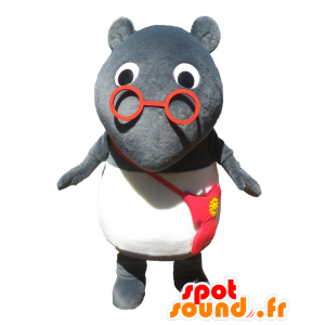 Mascot Qi Bin, grå mus, gigantisk rotte med briller - MASFR27126 - Yuru-Chara japanske Mascots