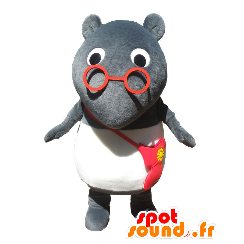 Ben Qi-Maskottchen, graue Maus, Riesenratte mit Brille - MASFR27126 - Yuru-Chara japanischen Maskottchen