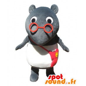 Mascota Ben Qi, gris ratón, rata gigante con gafas - MASFR27126 - Yuru-Chara mascotas japonesas