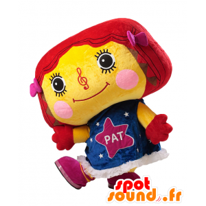 Pat-chan mascotte, colorato ragazza, giallo, rosso e blu - MASFR27127 - Yuru-Chara mascotte giapponese