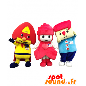 Mascots of Akasakamen, of Ayumin and Akao-kun - 3 mascots - MASFR27128 - Yuru-Chara Japanese mascots