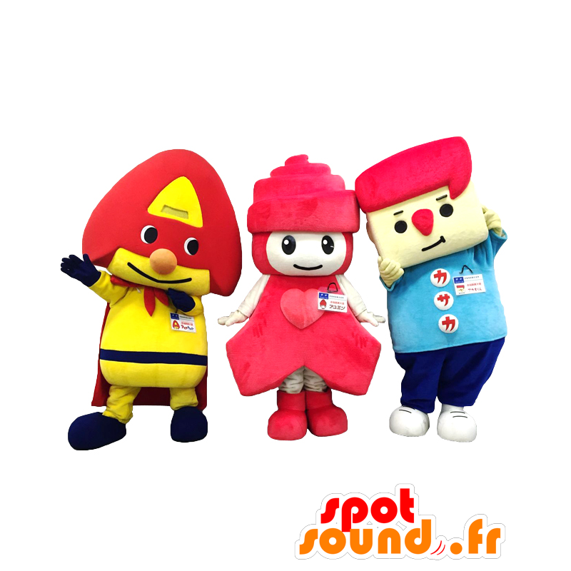 Μασκότ της Akasakamen, της Ayumin και Akao-kun - 3 μασκότ - Ιαπωνικές μασκότ Yuru-Chara - MASFR27128 - SpotSound.fr