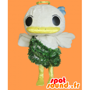 Mascot Mr. Camocim, stor hvid og gul fugl - Spotsound maskot