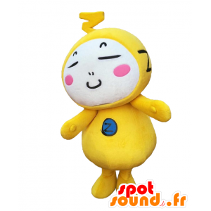 Mascotte d'Ozutcho, bonhomme blanc avec une combinaison jaune - MASFR27131 - Mascottes Yuru-Chara Japonaises