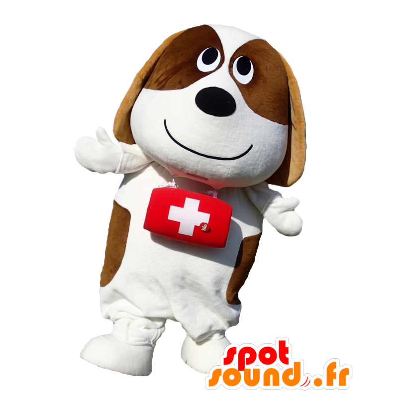 Mascot Giraud hvit St. Bernard og brun med en tønne - MASFR27135 - Yuru-Chara japanske Mascots