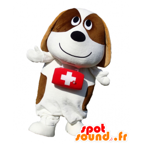 Mascot Giraud hvit St. Bernard og brun med en tønne - MASFR27135 - Yuru-Chara japanske Mascots