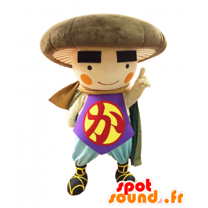 Kantaro mascot, brown mushroom superhero outfit - MASFR27137 - Yuru-Chara Japanese mascots