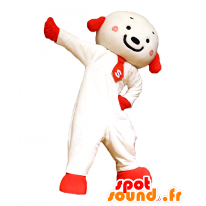 Wanpyi maskot, kæmpe hvid og rød hund - Spotsound maskot kostume