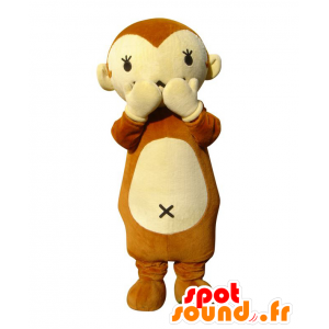Mascot Moshimon-kun, mono marrón y beige - MASFR27142 - Yuru-Chara mascotas japonesas