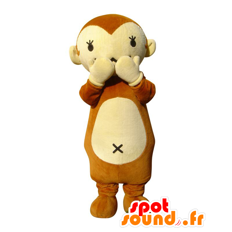 Moshimon-kun maskot, brun och beige apa - Spotsound maskot
