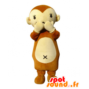 Moshimon-kun maskot, brun och beige apa - Spotsound maskot