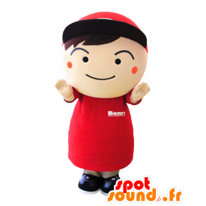 Benri-kun maskot, liten pojke klädd i rött - Spotsound maskot