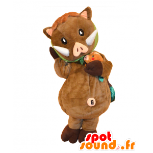 Mascot Inoshi Shi, braun Wildschwein mit den Stoßzähnen - MASFR27148 - Yuru-Chara japanischen Maskottchen