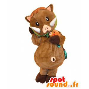 Mascotte Inoshi Shi, cinghiale marrone con le zanne - MASFR27148 - Yuru-Chara mascotte giapponese