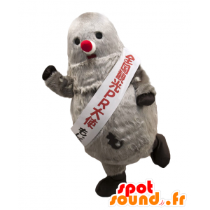 Mascotte de Mojan, monstre gris et poilu avec le nez rouge - MASFR27149 - Mascottes Yuru-Chara Japonaises