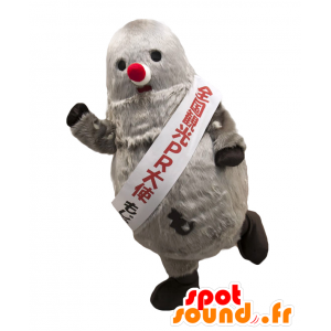 Mascot Mojan, grå og hårete monster med rød nese - MASFR27149 - Yuru-Chara japanske Mascots