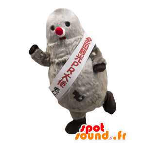 Mojan Maskottchen, grau und haarige Monster mit roten Nase - MASFR27149 - Yuru-Chara japanischen Maskottchen