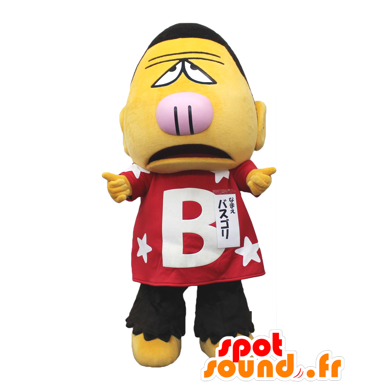 Basugori maskot, gul karakter med et sulky look - Spotsound