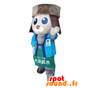 Heather maskot 3, beige karakter med en koffert på hodet - MASFR27152 - Yuru-Chara japanske Mascots
