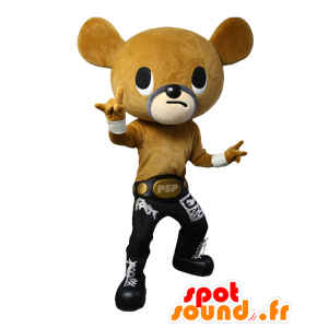 Mascotte de Muto bear, ours marron en tenue de catcheur - MASFR27154 - Mascottes Yuru-Chara Japonaises