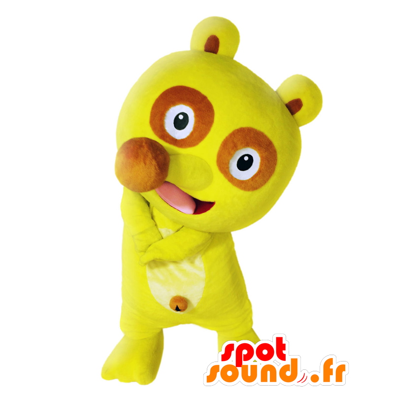 Tanukichikun maskot, gulbrun og hvid bamse - Spotsound maskot