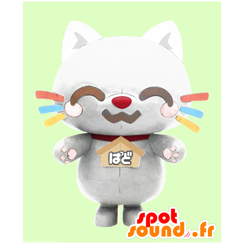 Mascota Padonyanko, gato blanco con bigote de color - MASFR27165 - Yuru-Chara mascotas japonesas