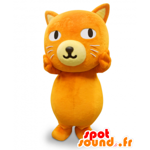 Kateeneko maskot, stor orange kat, meget succesrig og sjov -
