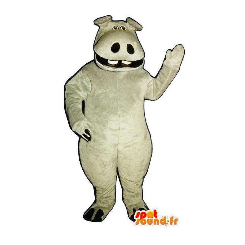 Grijze hippo kostuum en het glimlachen - MASFR007009 - Hippo Mascottes