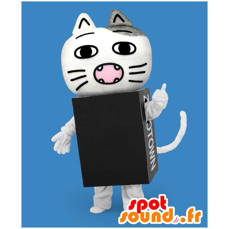 Zozotaun mascot, gray and white cat in a black box - MASFR27170 - Yuru-Chara Japanese mascots