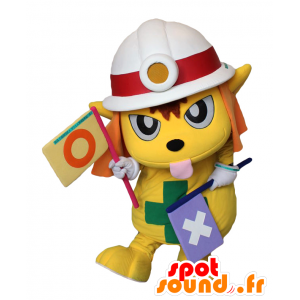 Dobell-kun mascot, yellow dog with a fire helmet - MASFR27171 - Yuru-Chara Japanese mascots